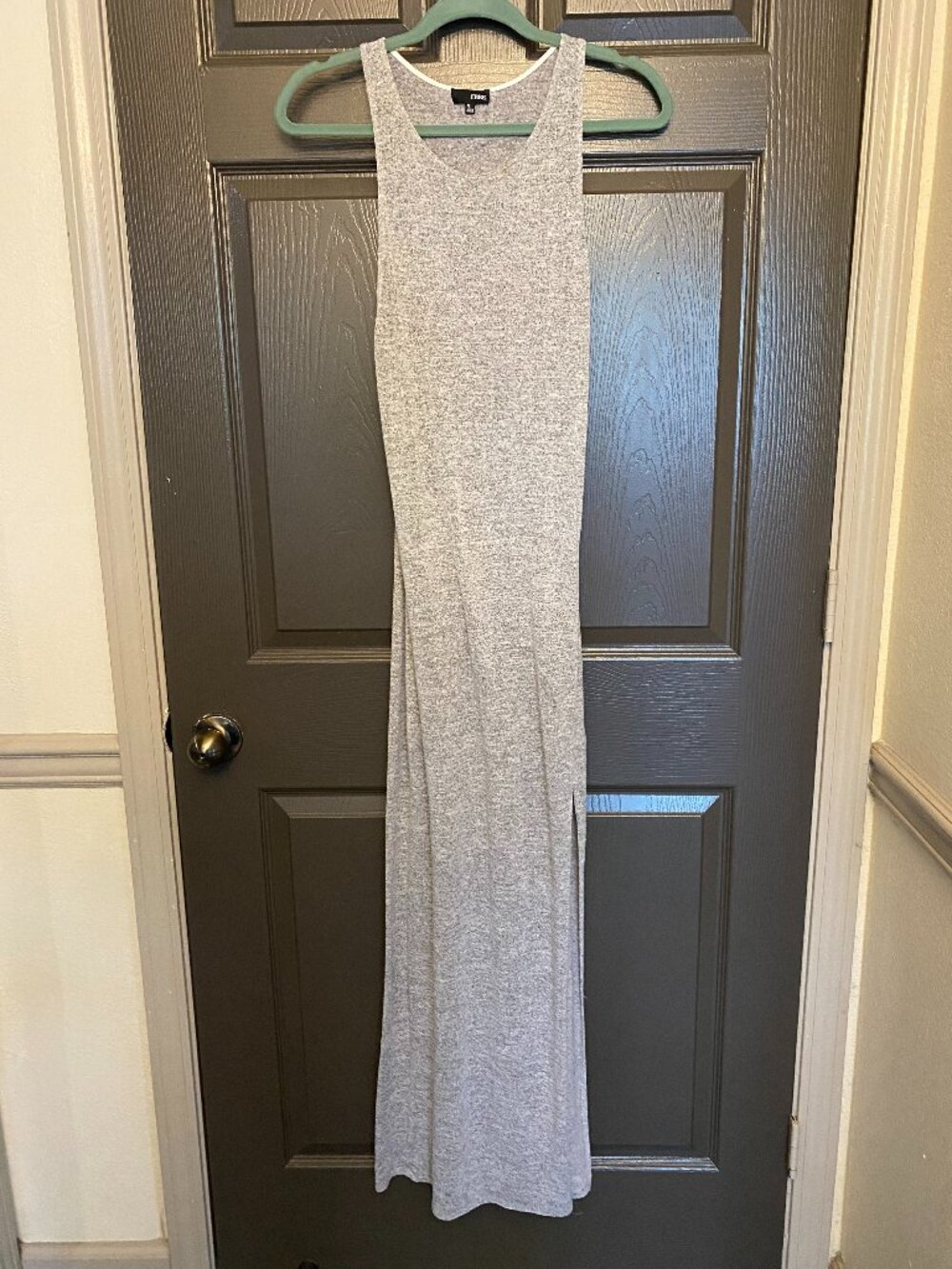 Aritzia Wilfred Free Gray Heather Racerback Maxi Dress with Side Slit | Size M